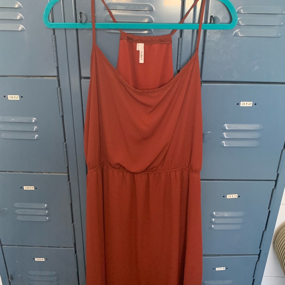Summer/Fall Halter Hi-Low Rust Dress